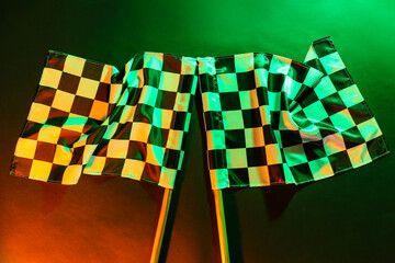 Racing flags on dark color background