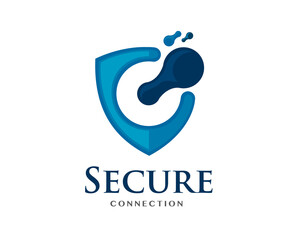 shield secure connection logo symbol template illustration inspiration