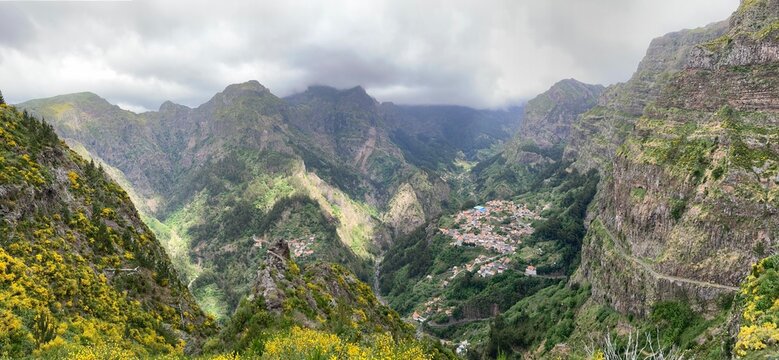 Panorama over Curral das Freiras (Pen of the Nuns). It is a civil parish in the municipality of C&acirc;mara de Lobos in the Portuguese archipelago of Madeira.