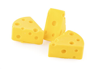 Piece of cheese isolated on white background