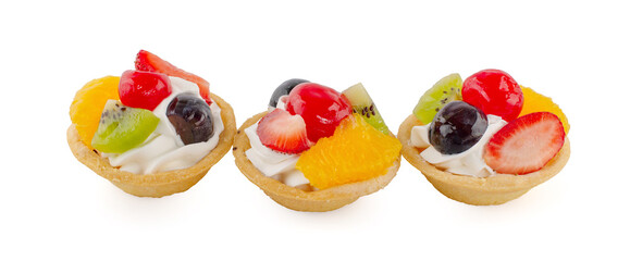 A delicious fruit tart made with strawberries,grapes and kiwi.