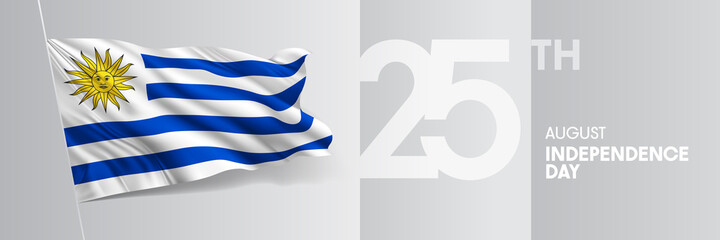 Fototapeta premium Uruguay happy independence day greeting card, banner vector illustration