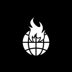 Global warming icon isolated on dark background
