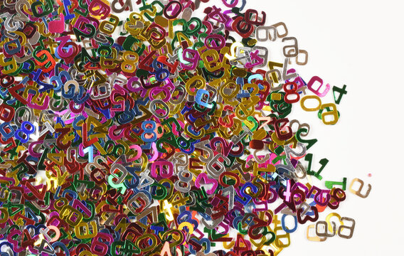 Abstract background with small colorful foil numbers