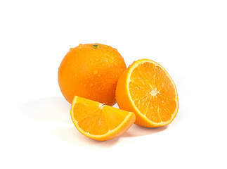 Fototapeta na wymiar orange cut and slice isolated on white