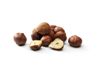 hazelnuts isolated on white background