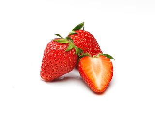 strawberries with one sliced open