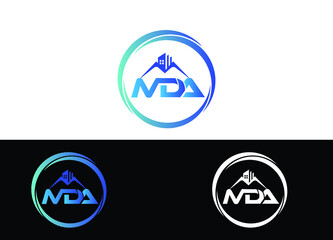 Real Estate & Initial Letter MDA Logo or Icon Design Vector Image Template