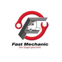 mechanic truck logo designs simple for transportation and automotive logo
