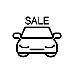 Sale icon. Car pictogram for web. Line stroke. Isolated on white background. Outline vector eps10