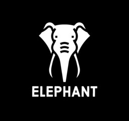 Illustration of simple icon ELEPHANT on a black background.Elephants are a select group of proboscideans belonging to the family Elephantidae.