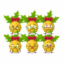 Christmas bells cartoon character with sad expression