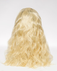 wavy black to blonde two tone ombre style human hair lace wigs on mannequin head