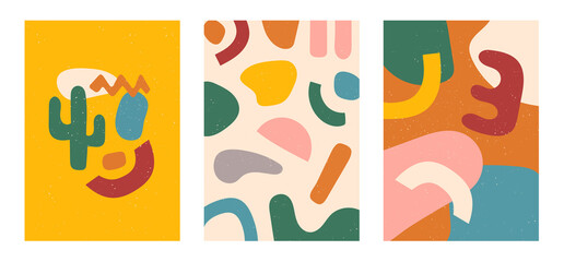 Collection abstract background. Hand drawing various shapes and doodle objects. Trendy modern contemporary vector illustration. Every background is isolated.