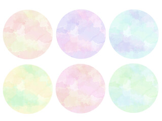 背景素材：水彩風　淡いまだら模様の丸　丸型フレーム
