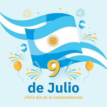 Flat 9 De Julio Declaracion De Independencia De La Argentina Illustration_4