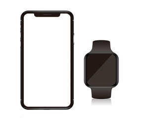 スマートウォッチ、スマート家電のモックデザイン。腕時計。スマートウォッチのモックアップ