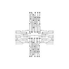 Electric circuit vector logo design template