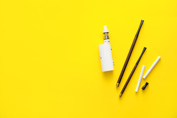 Set for smoking on color background