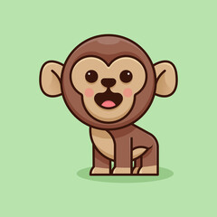 cute monkey for logo, icon, sticker and illustration.