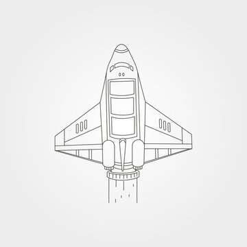 spaceship vector line art symbol illustration design, spacecraft shuttle vector design