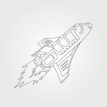 recommend clip art: line art spaceship shuttle vector symbol illustration design, spaceship sketch vector design