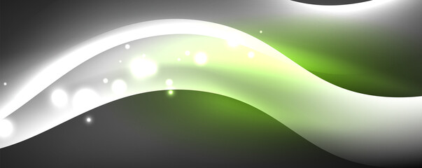 Shiny glowing neon wave, light lines abstract background. Magic energy and motion concept. Vector wallpaper template