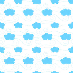 Sky vector seamless pattern. Blue clouds in the sky
