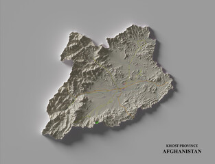 Map of Khost Province, Afghanistan