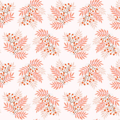 Hand-drawn seamless pattern with autumn leaves. Colorful seasonal illustration for paper and gift wrap. Fabric print design. Creative stylish background.