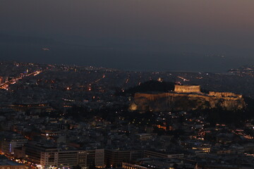 Athens and the acropolis by night