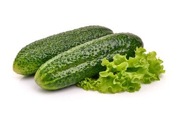 Lightly salted cucumbers, isolated on white background. High resolution image.