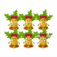 jingle christmas bells cartoon character with various angry expressions