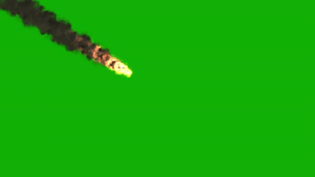 Falling meteor motion graphics with green screen background