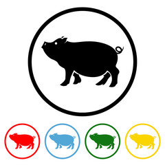 Pig Icon with Color Variations. Pig icon vector illustration design element with four color variations. Vector illustration. All in a single layer. Elements for design. Pig Icon flat design.
