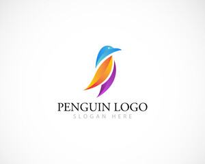 penguin logo creative bird animal color gradient modern