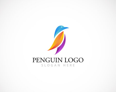 penguin logo creative bird animal color gradient modern
