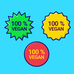 Vegan icon set. Bio, Ecology, Organic logos and icon, label, tag on blue background.
