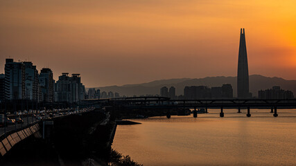 sunset over the river