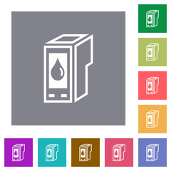 Ink cartridge outline square flat icons