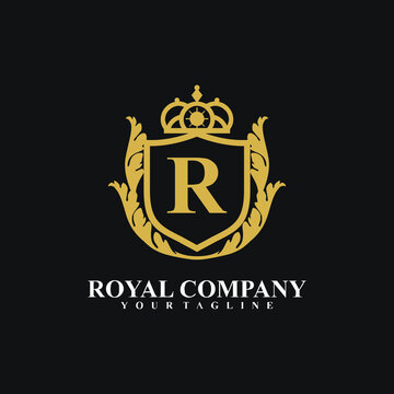 Luxury shield Crest Logo initial R  elegant frame shield  ornament.vector logo design