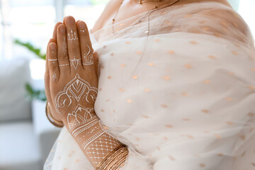 Beautiful Indian woman at home, closeup