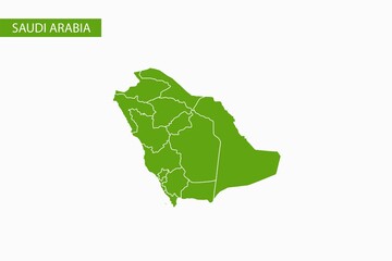 Saudi Arabia green map detailed vector.