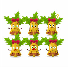 Obraz premium Cartoon character of jingle christmas bells with what expression