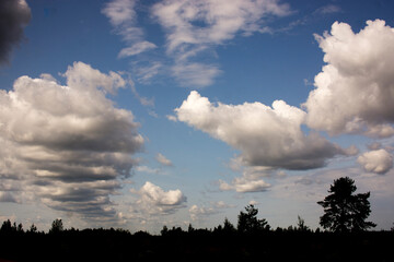landscape with majestic beautiful dramatic pre-threatening sky. Cloudy sky