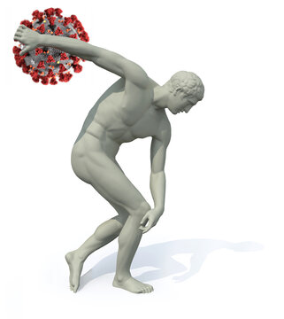 discobolus with virus bacteria launching