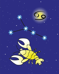 Naklejka premium Cancer zodiac sing celestial stars constellation