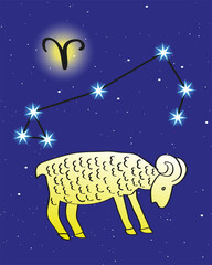 Aries zodiac sing celestial stars constellation © lesiayun