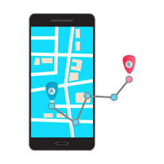 GPS navigation in smartphone. Vector illustration.