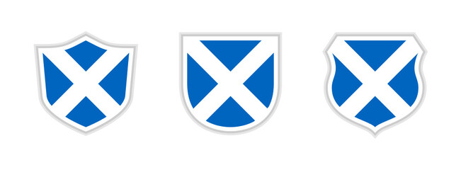 shields icon set with scotland flag isolated on white background. vector illustration

